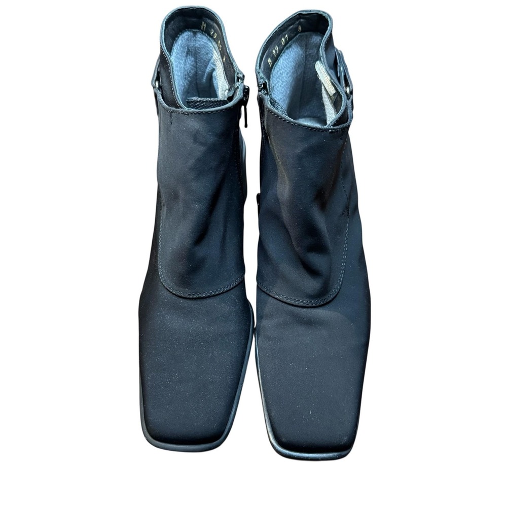 Sesto Meucci Booties Womens‎ Size 8 Black Synthetic Wedge Ankle Zip Strap Casual